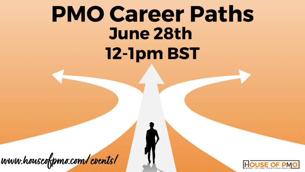 Image for the event pmo career paths, it shows a business person trying to choose the correct pathway for themself